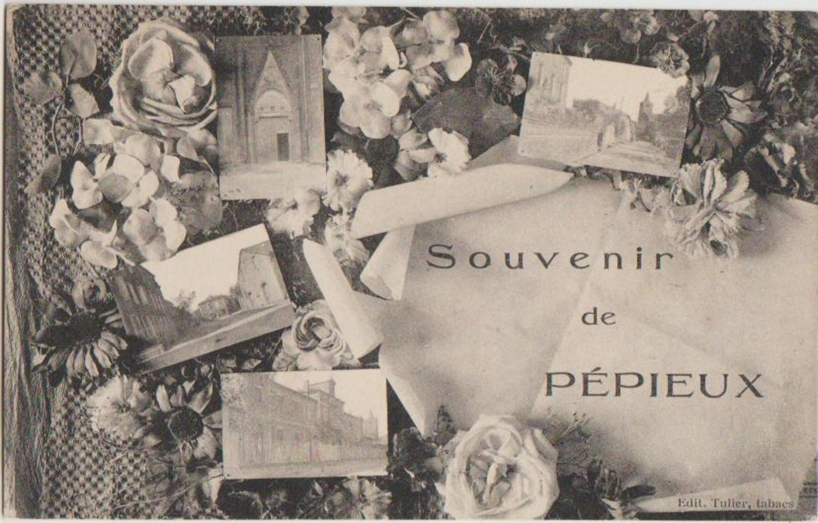 CPA 11 PEPIEUX Souvenir Fantaisie 4 Vues Fleurs - Andere & Zonder Classificatie