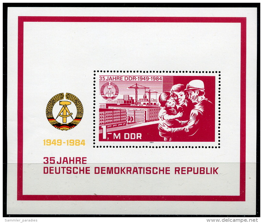 DDR - Mi Block 78 = 2896 - ** Postfrisch - 1M  35 Jahre DDR II - Ungebraucht