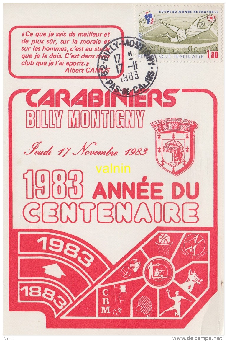 Carte 1983 Carabiniers Billy Montigny Pas De Calais - 1961-....