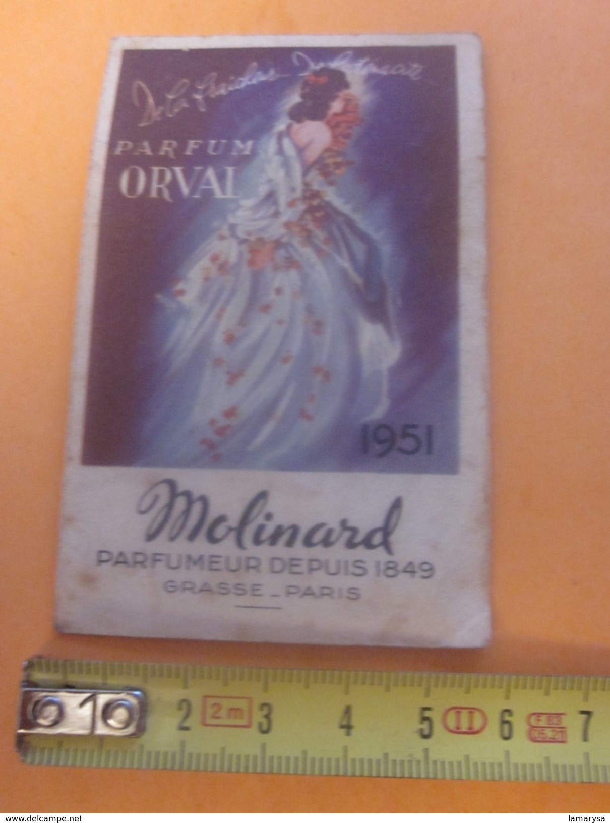 Droguerie Oranaise ROBERT Carte Parfumée Molinard Grasse Parfum Orval- Calendrier Publicitaire Ch.ORAN Petit Format:1951 - Klein Formaat: 1941-60