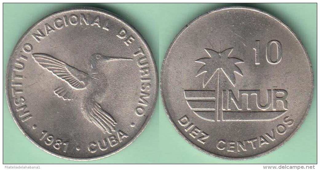 1981-MN-118 CUBA 1981 INTUR 10c Cuc ZUNZUN BIRD AVES. "10" CENT IN REVERSE. CUPRO-NI. UNC. - Cuba