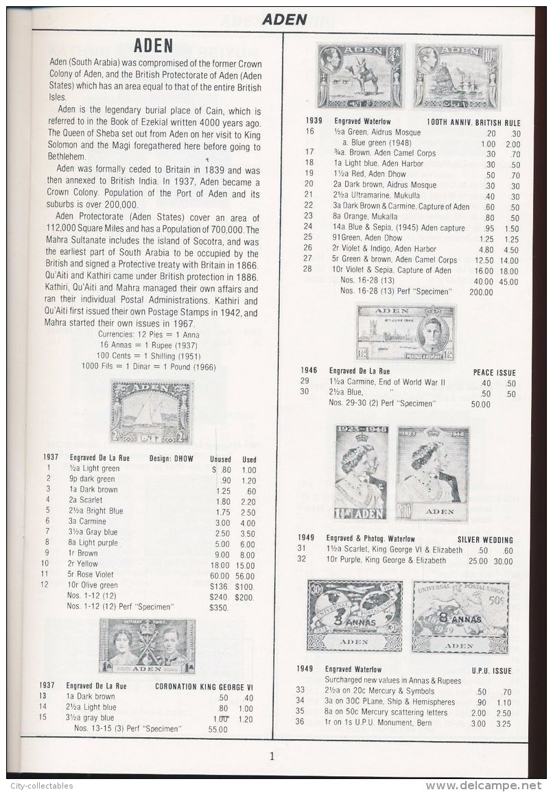 ADEN & STATES Mahra Quaiti Kathiri 1987 Illustrated Catalogue (22 Pages) Au5063 - Other & Unclassified