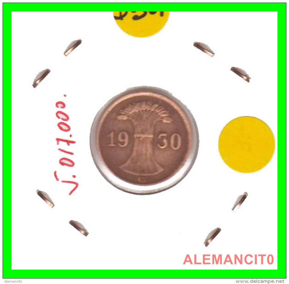GERMANY  -   MONEDA  DE  1- REICHSPFENNIG  AÑO 1930 G   Bronze - 1 Rentenpfennig & 1 Reichspfennig
