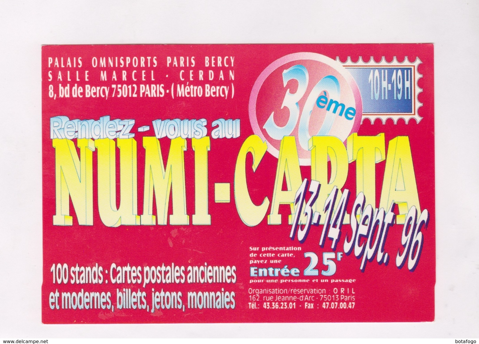 CPM NUMI CARTA En 1996! A PARIS - Bourses & Salons De Collections
