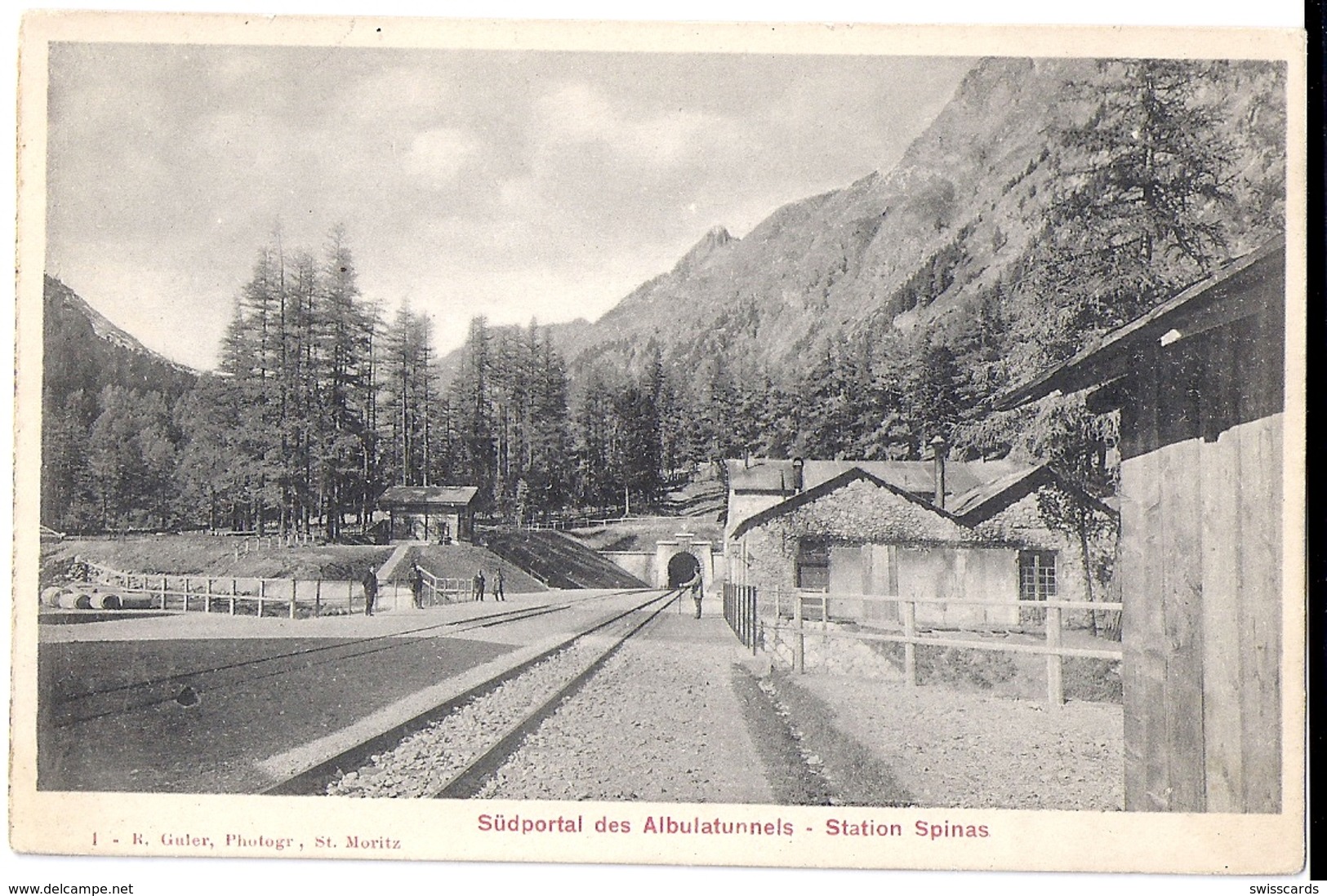 ALBULABAHN: Südportal Albulatunnel, Station SPINAS ~1900 - Autres & Non Classés