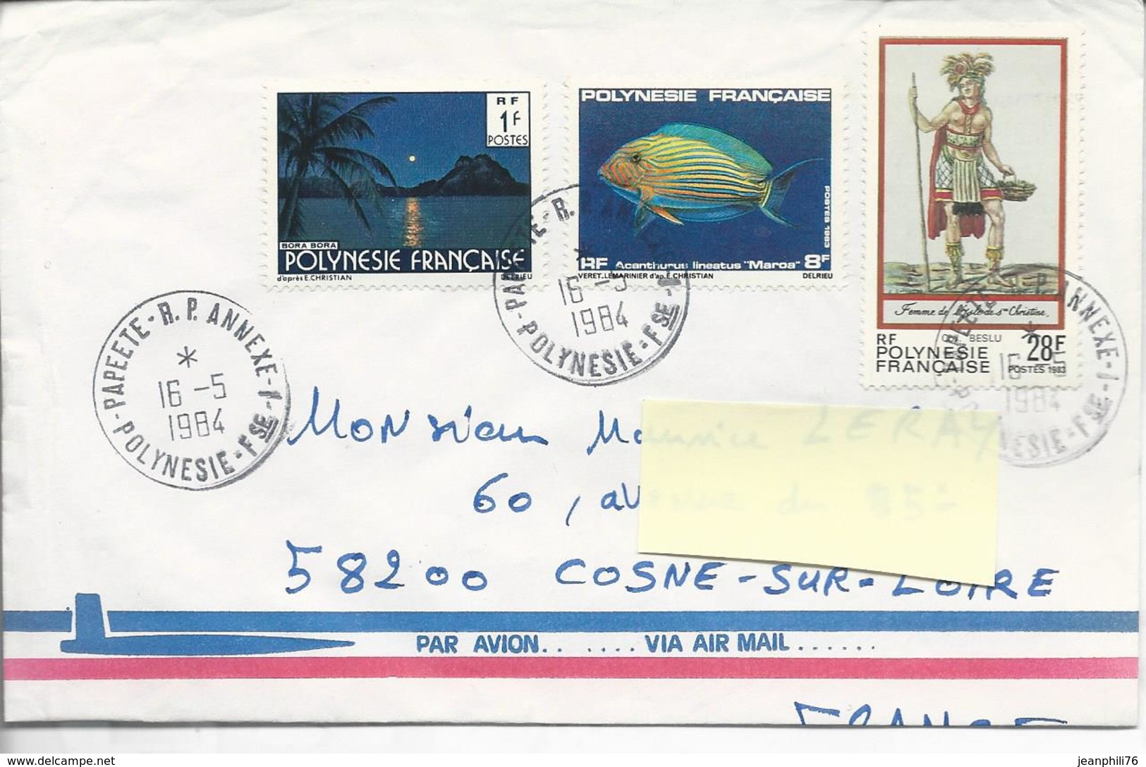 De Papeete Timbres 135, 196, 208 1984 - Lettres & Documents