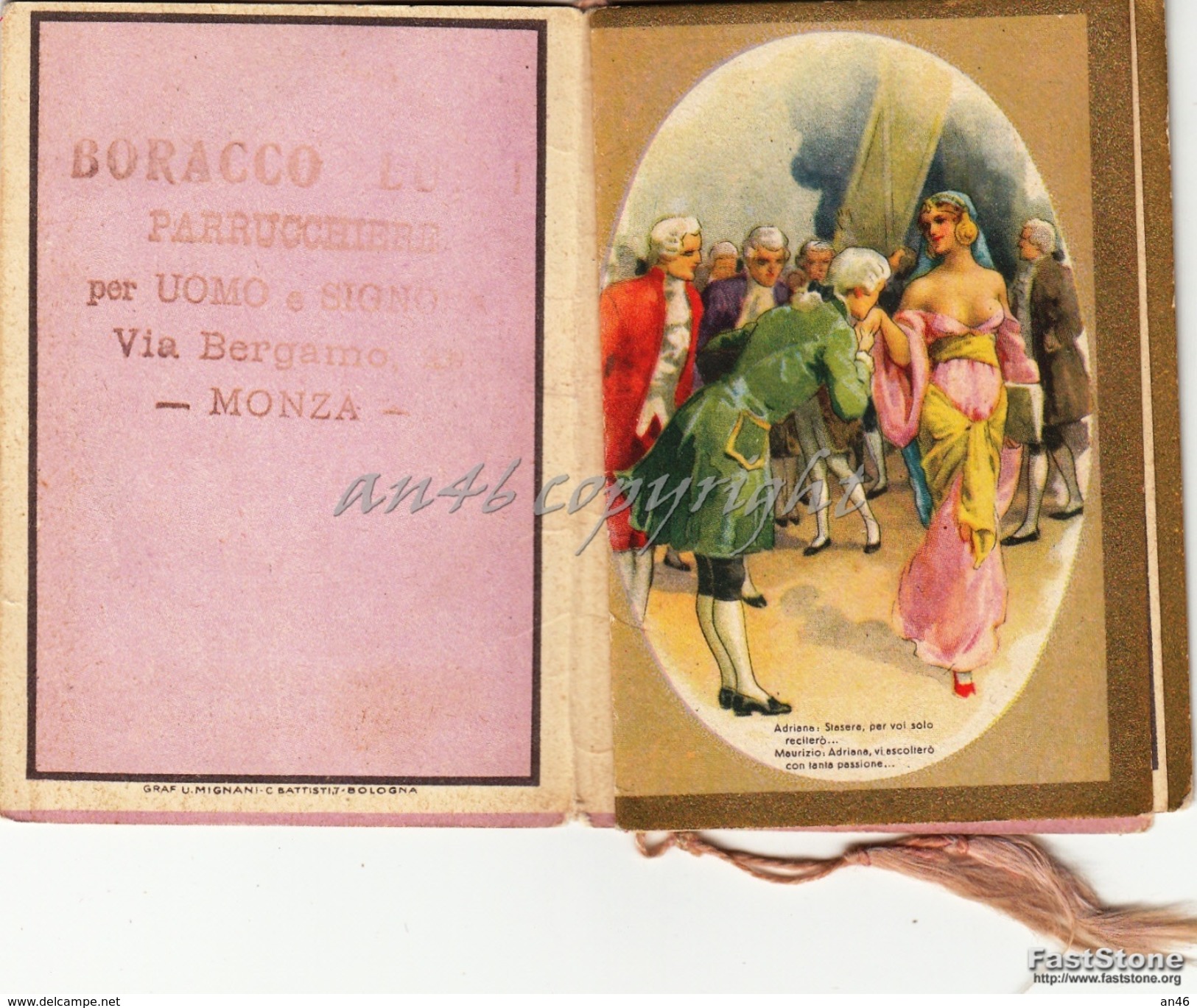 CALENDARIETTO_ALMANACCO_del 1950-"Adriana Lecouvreur"_-Completo-Originale 100% - Petit Format : 1941-60