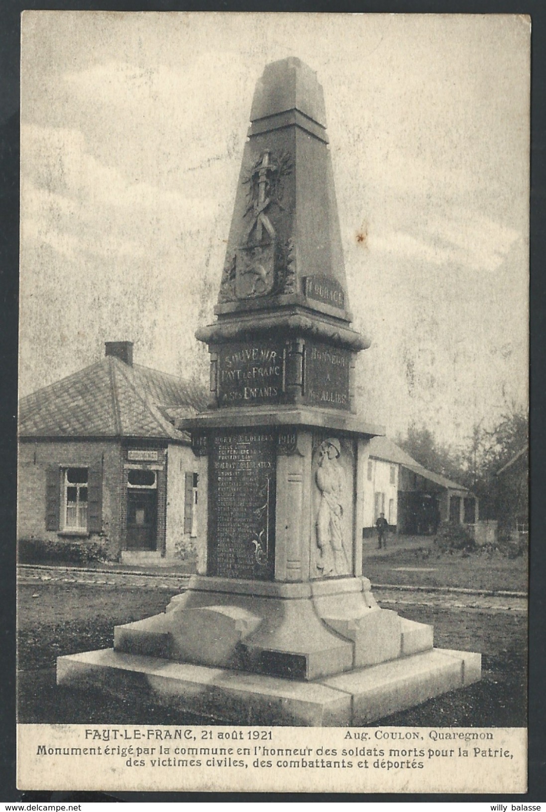 +++ CPA - FAYT LE FRANC - Monument ...soldats Morts Pour La Patrie,victimes...déportés - Estaminet   // - Honnelles