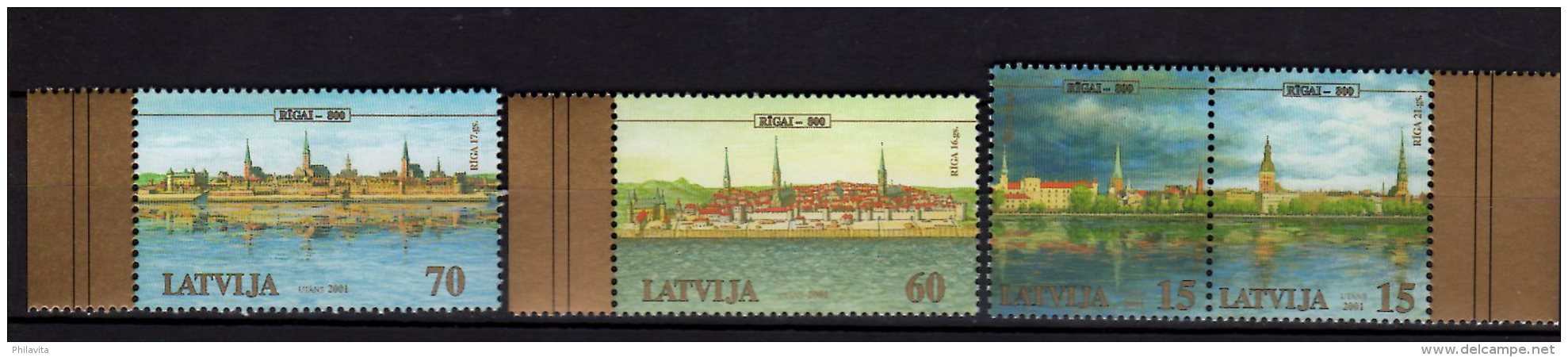 2001 Latvia / Lettland -800 Years Of Riga - Riga Townscape - Set Of 4 V - Paper MNH** - Lettland