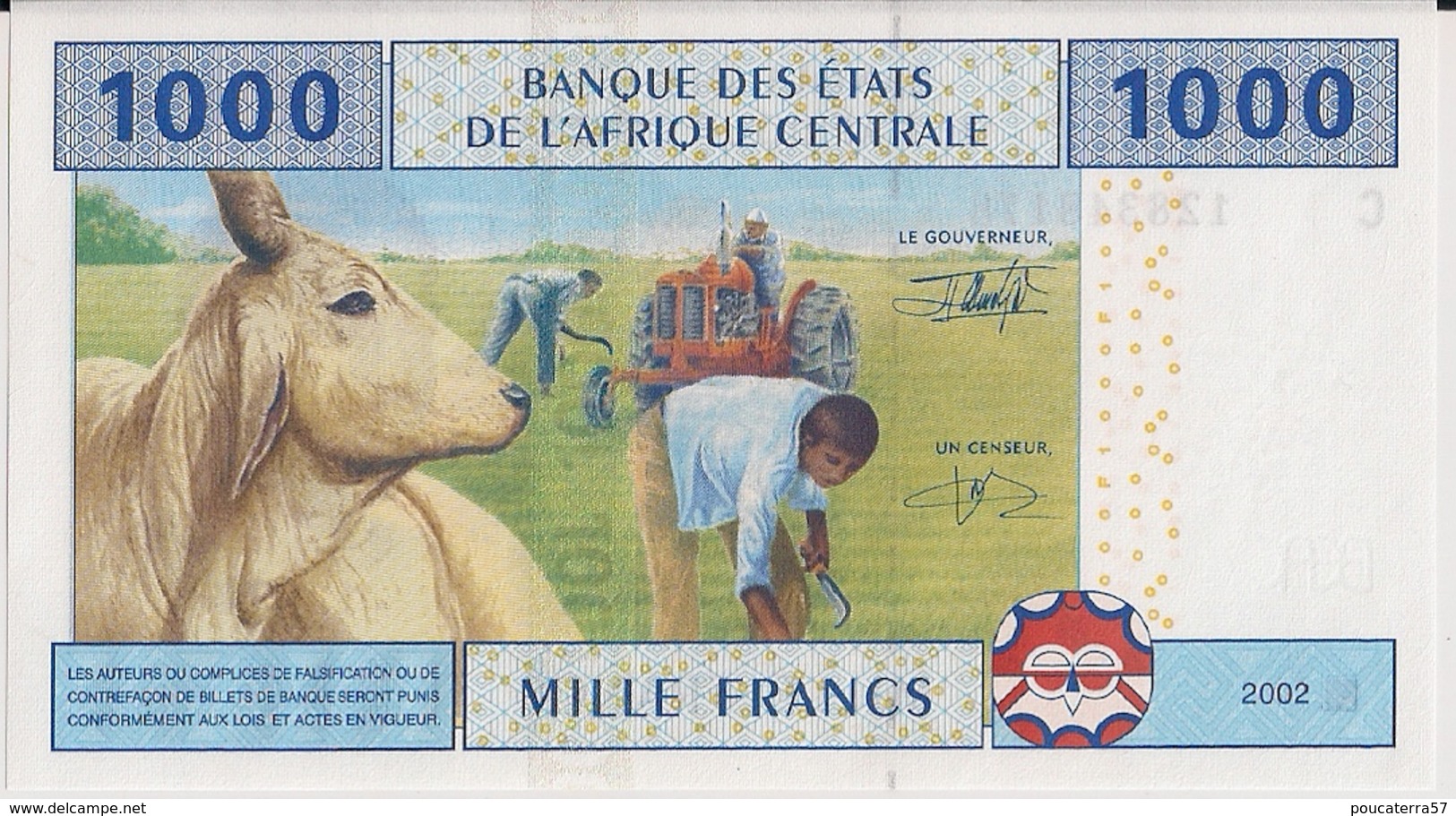 CENTRAL AFRICAN STATES=2002     1000  FRANCS    P-607C    UNC - Central African States