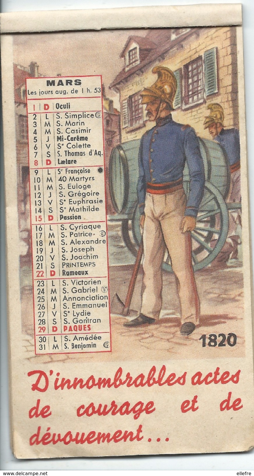 Calendrier En Feuillet - Les Costumes De Pompiers Au Fil Des Siècles - Année à Identifier !..manque Le Mois De Décembre - Autres & Non Classés