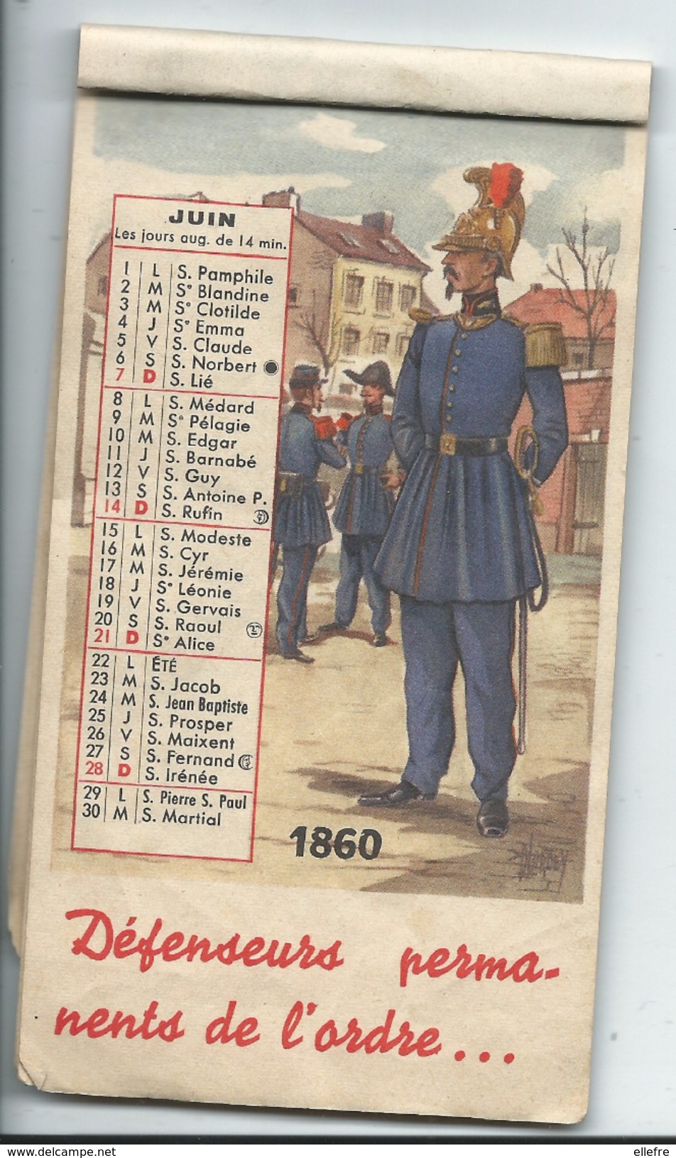 Calendrier en feuillet - Les costumes de pompiers au fil des siècles - année à identifier !..manque le mois de décembre