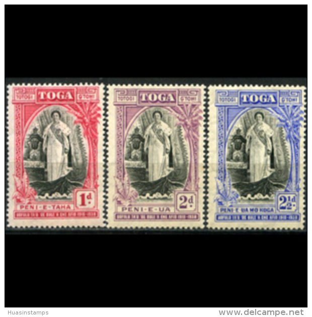 TONGA 1938 - Scott# 70-2 Queen Salote Set Of 3 LH Gun Toned - Tonga (1970-...)