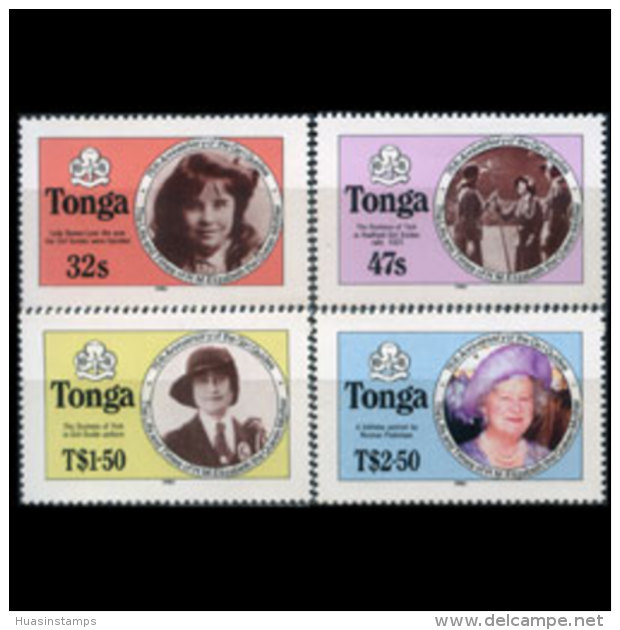 TONGA 1985 - Scott# 608a-11a Queen Mother Perf. Set Of 4 MNH - Tonga (1970-...)