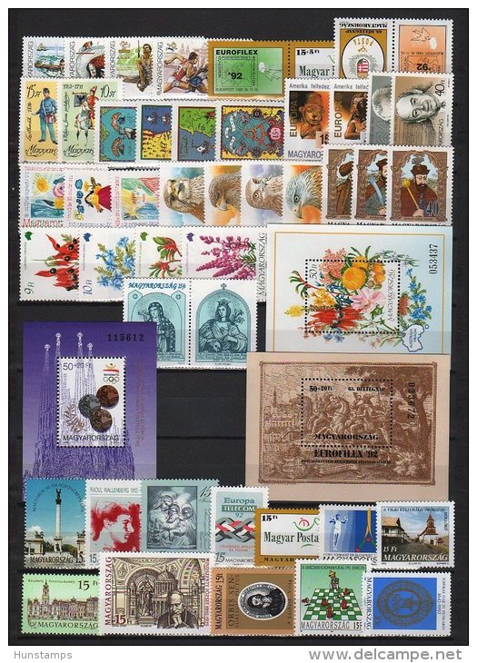 Hungary 1992. Complete Year Collection Set With Sheets MNH (**) Michel: 4182-4227 + Block 221-223 - Annate Complete
