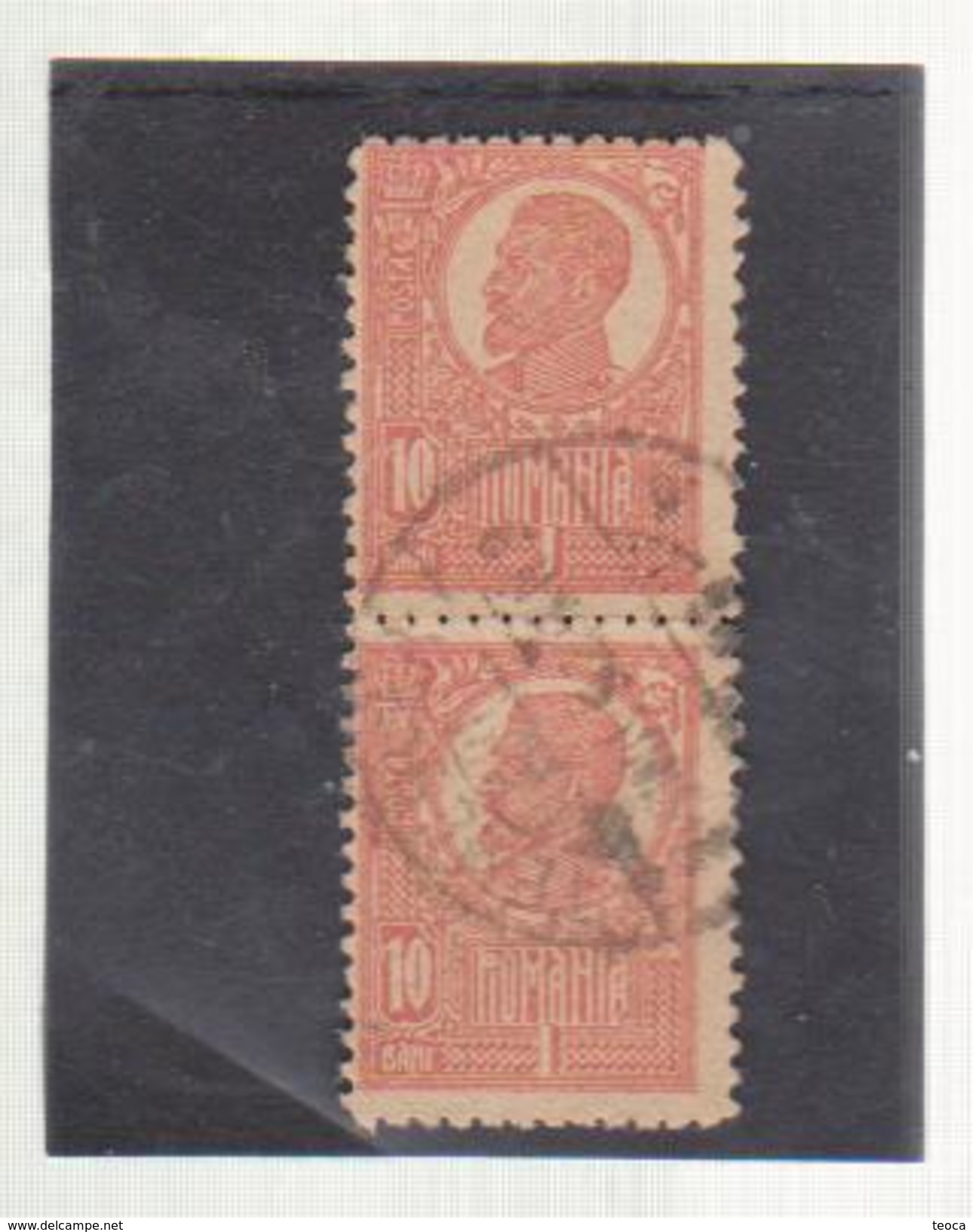 Errors Romania 1920 King Ferdinand 10 Bani  With Pair Perforation Error Misplaced Image  Used - Abarten Und Kuriositäten