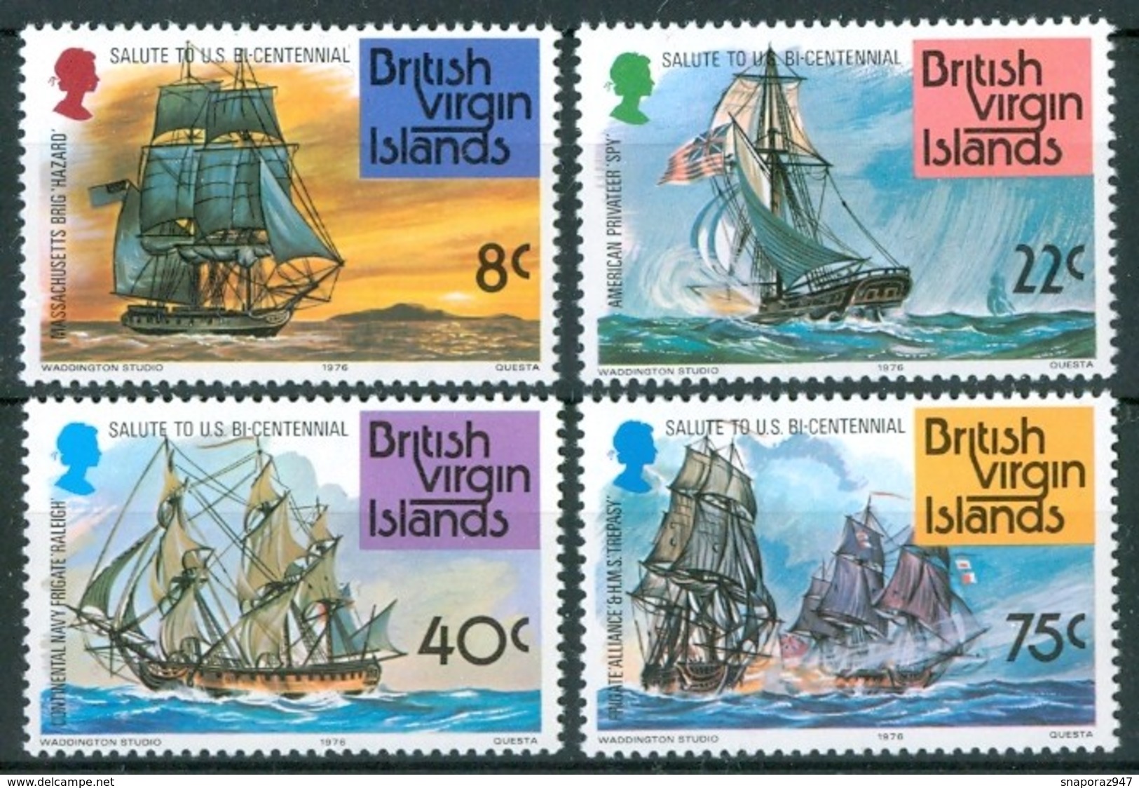 1976 British Virgin Island Velieri Navi Sailing Boat Ships Bateaux A Voile Set + Block MNH** RR95 - Barche