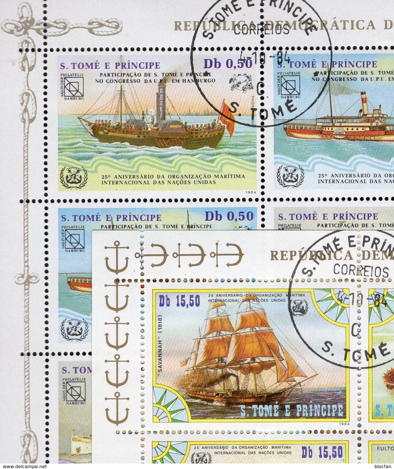 2+5 Schiffe 1984 St.Thomas-Insel 909/1+920/3 KB O 40&euro; Dampfschiffe City Worcester Blocs Ships Sheetlets Bf Sao Tome - Sao Tome And Principe