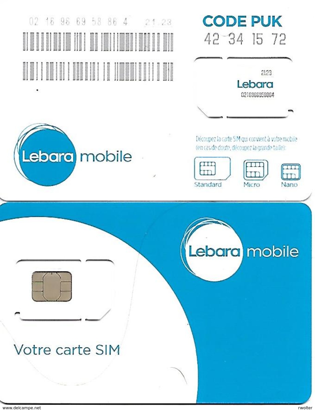 Carte @+ France Mobicartes LEBARA / - mobile GSM Prepaid: SIM (2) -