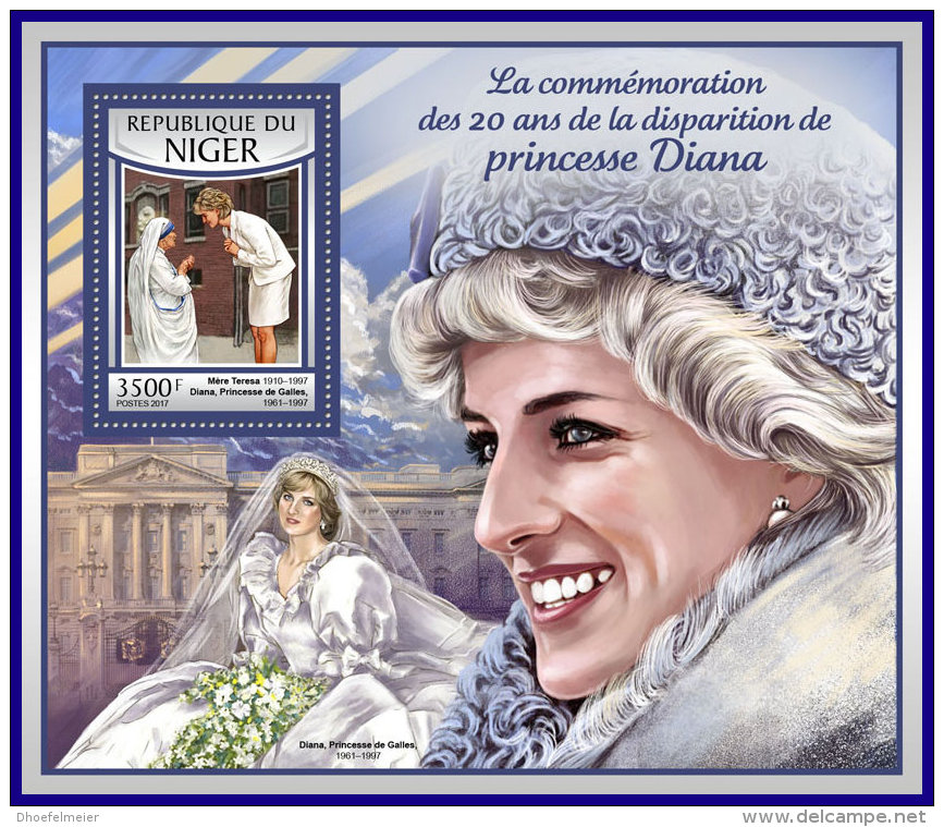 NIGER 2017 ** Mother Teresa Mutter Teresa Mere Teresa Princess Diana S/S - IMPERFORATED - DH1712 - Mutter Teresa