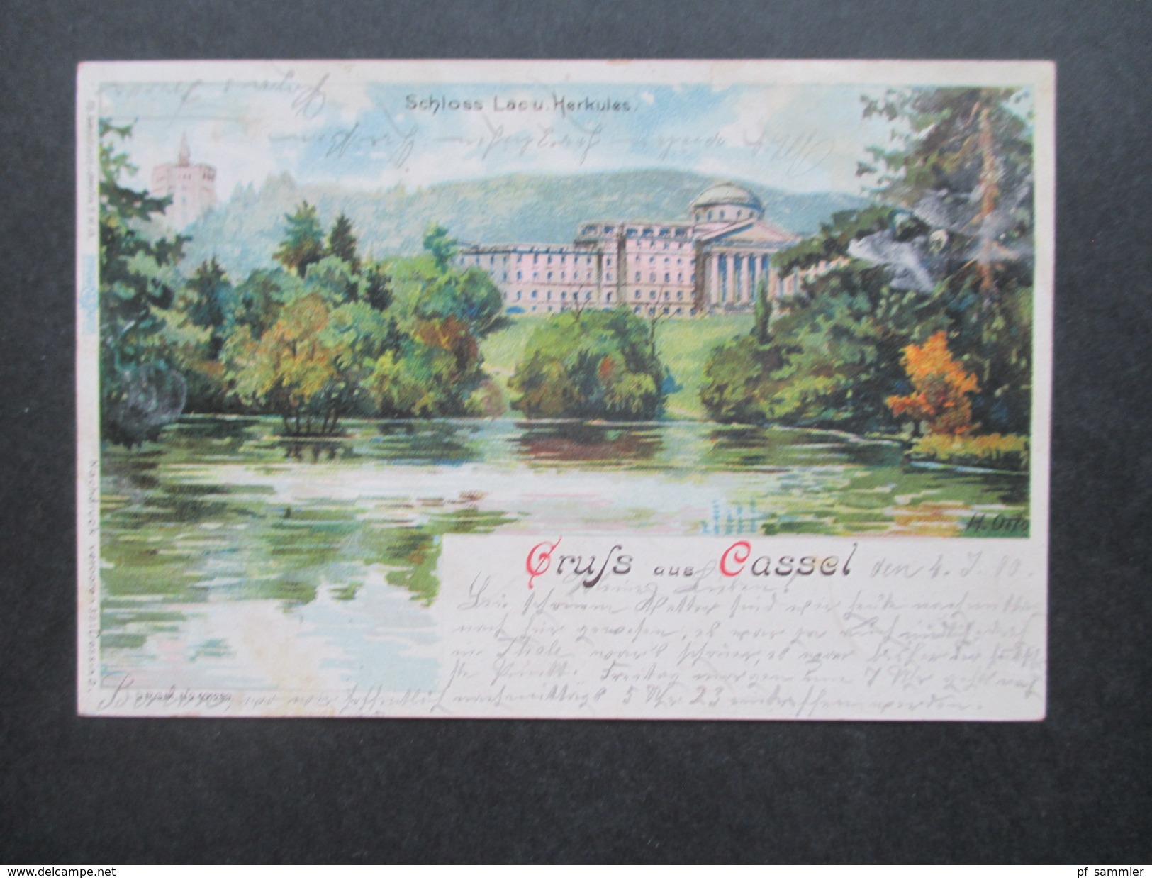 AK Künstlerkarte H. Otto 1900 Gruss Aus Cassel. Schloss Lac Und Herkules. Verlag Th. Wendisch Berlin - Kassel