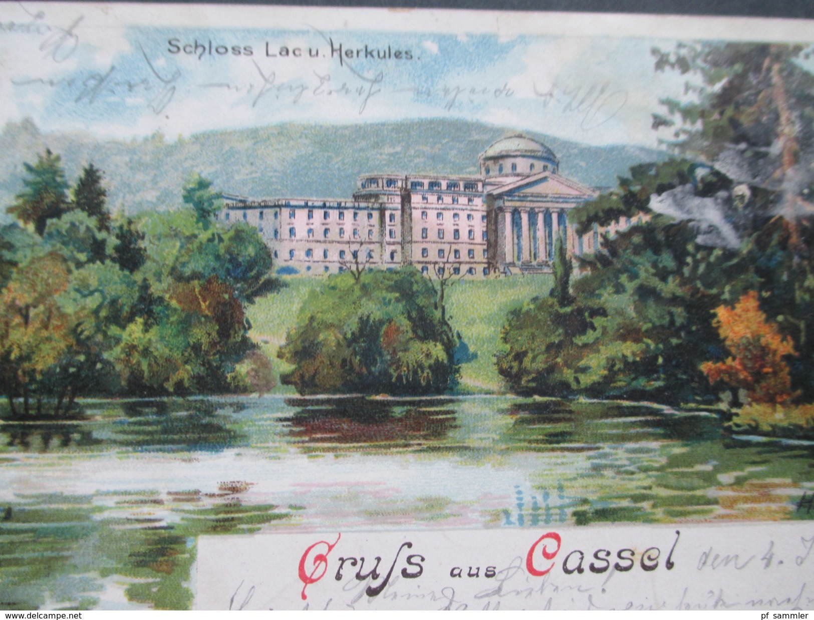 AK Künstlerkarte H. Otto 1900 Gruss Aus Cassel. Schloss Lac Und Herkules. Verlag Th. Wendisch Berlin - Kassel