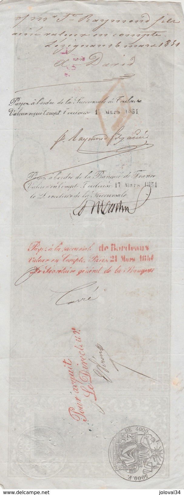 Lettre Change (2) Illustrée 16/2/1851 Xavier DAVID LEZIGNAN Aude Pour Lalande Vins Bordeaux Gironde - Lettres De Change