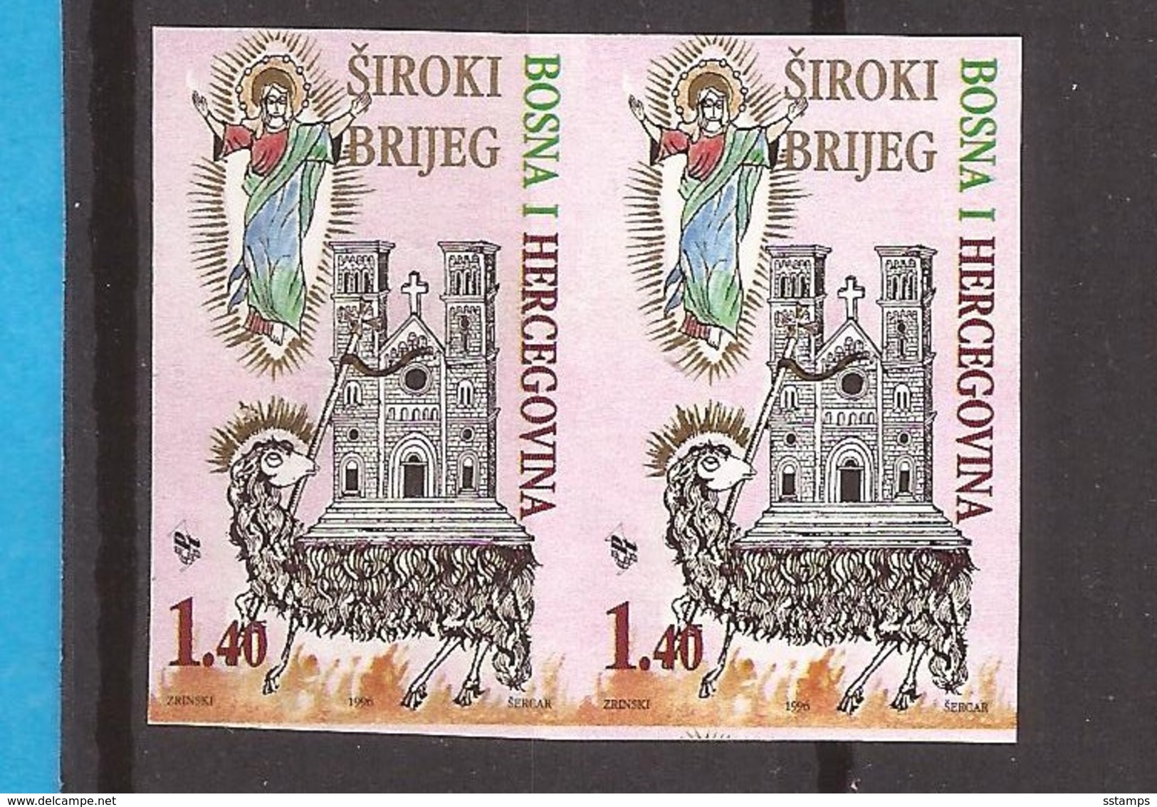 1996 29 FRANZISKANER KLOSTER SIROKI BRIJEG   BOSNIEN HERZEGOWINA KROATISCHE POST MOSTAR KROATIEN  RRR IMPERFORATE MNH - Abbazie E Monasteri