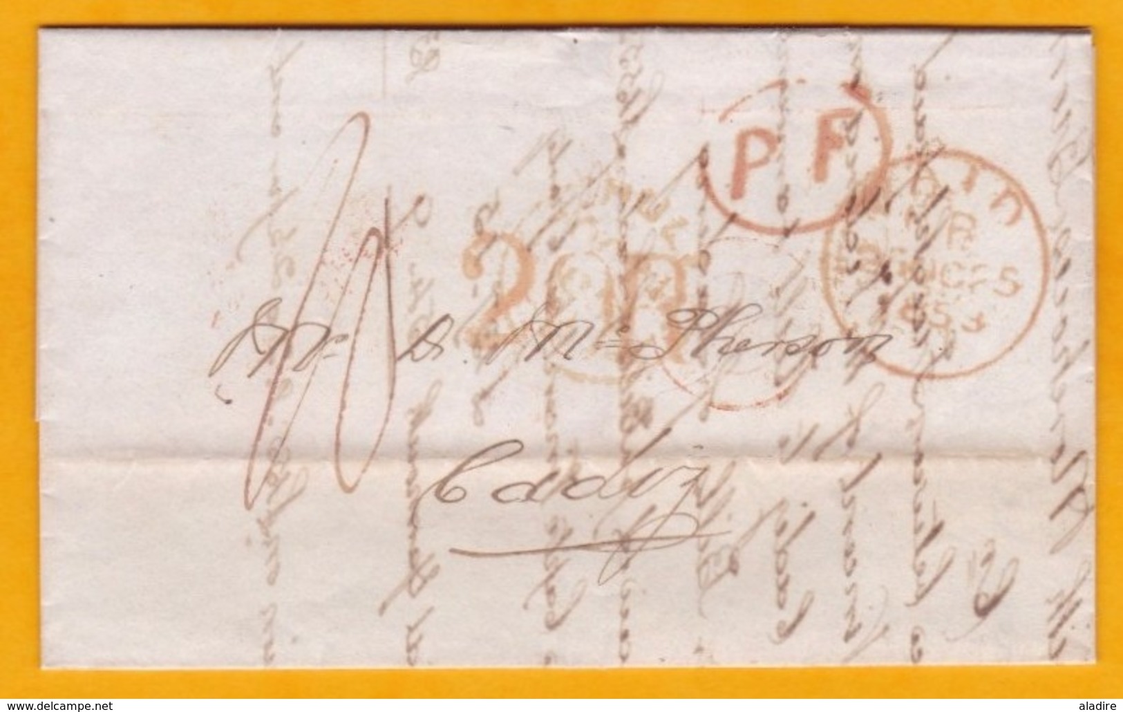 1853 - Lettre Avec Correspondance De Hull, GB Vers Cadiz, Espagne Via France - PP Port Payé - Other & Unclassified