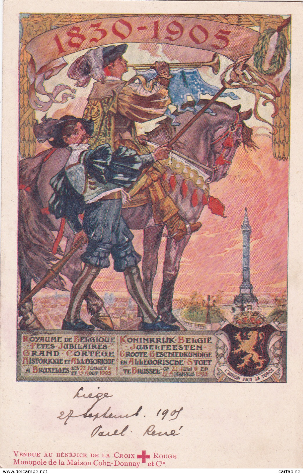 Royaume De Belgique - Fêtes Jubilaires - Grand Cortège Historique Et Allégorique à Bruxelles - 1905 - Croix Rouge - Croix-Rouge