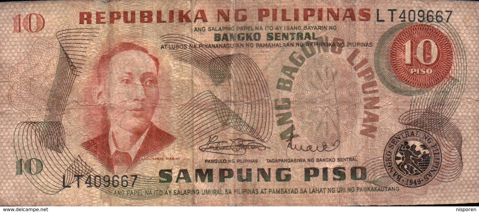 Philippines - Republika NG Pilipinas  -10 Piso - Sampung Piso - (Apolinario Mabini ) - Philippines