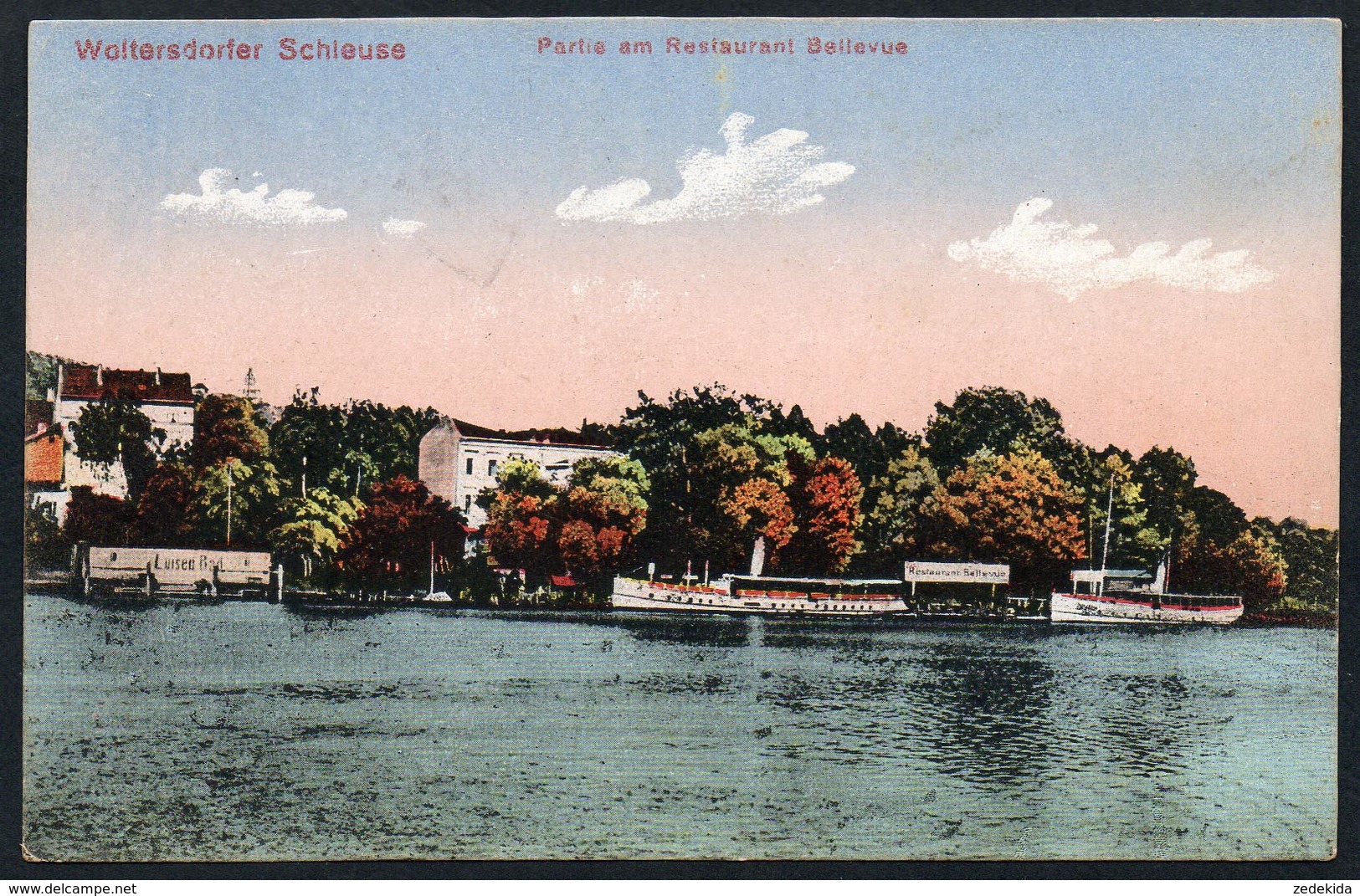 A1922 - Alte Ansichtskarte - Woltersdorf Schleuse - Gaststätte Restaurant Bellevue - N. Gel Dampfer - Woltersdorf