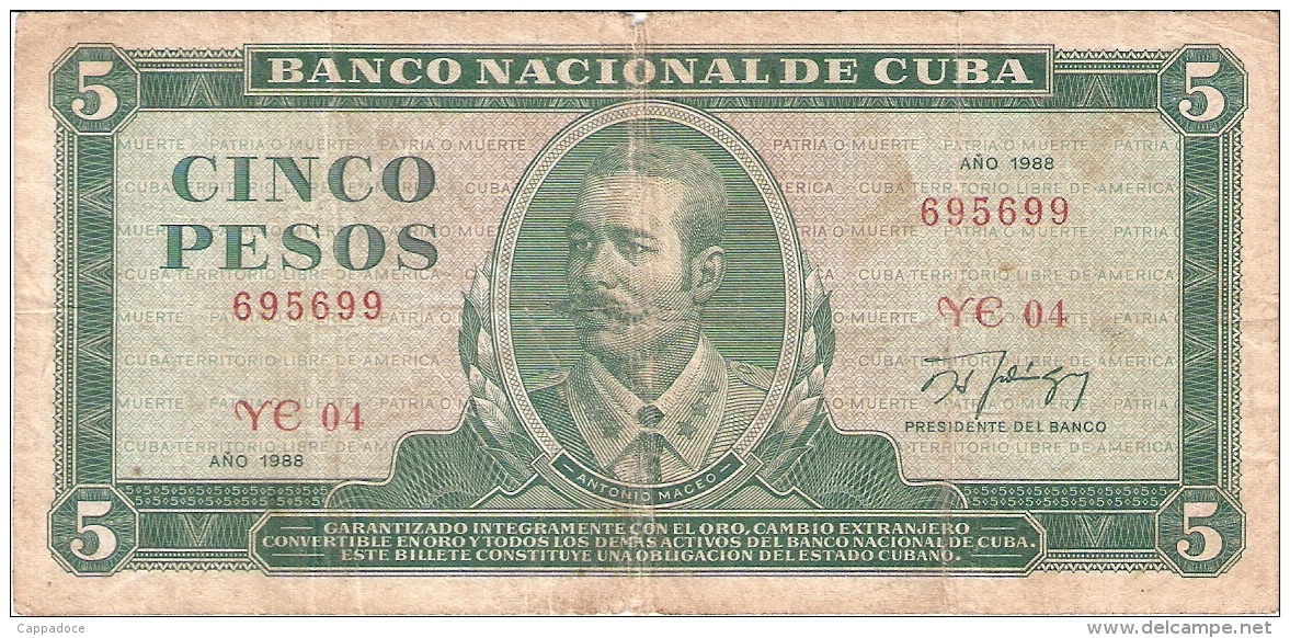 CUBA   5 Pesos   1988   P. 103d - Cuba