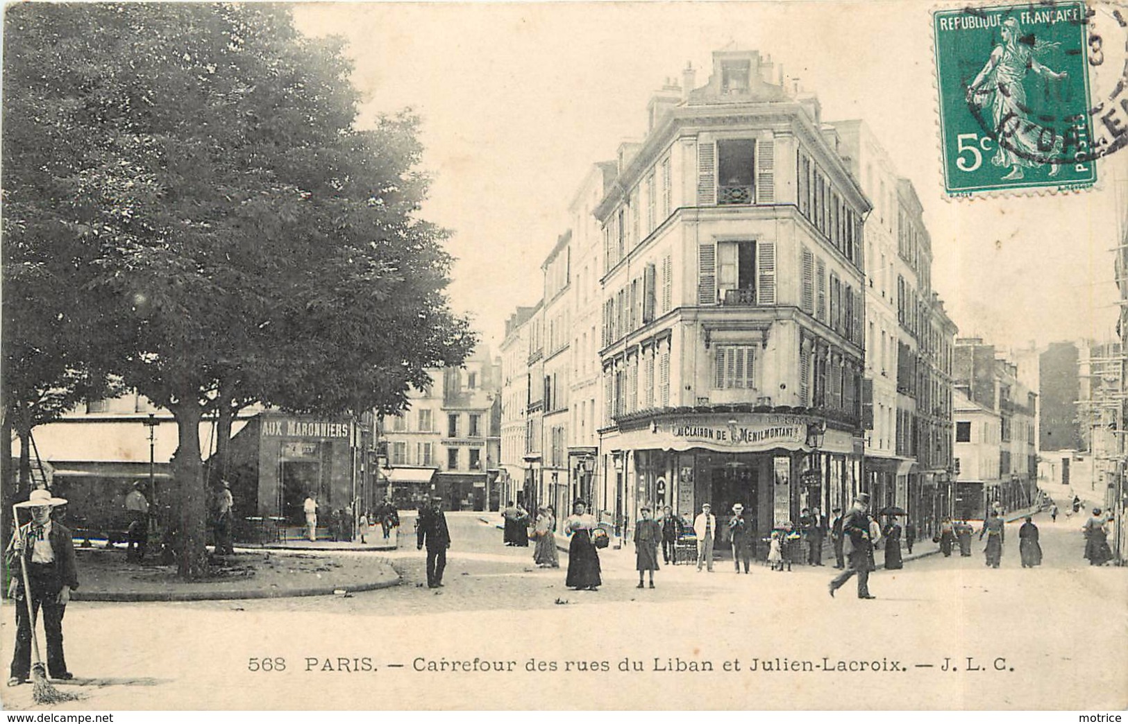 PARIS -Carrefour Es Rues Du Liban Et Julien-Lacroix.(carte Vendue En L'état) - Arrondissement: 20
