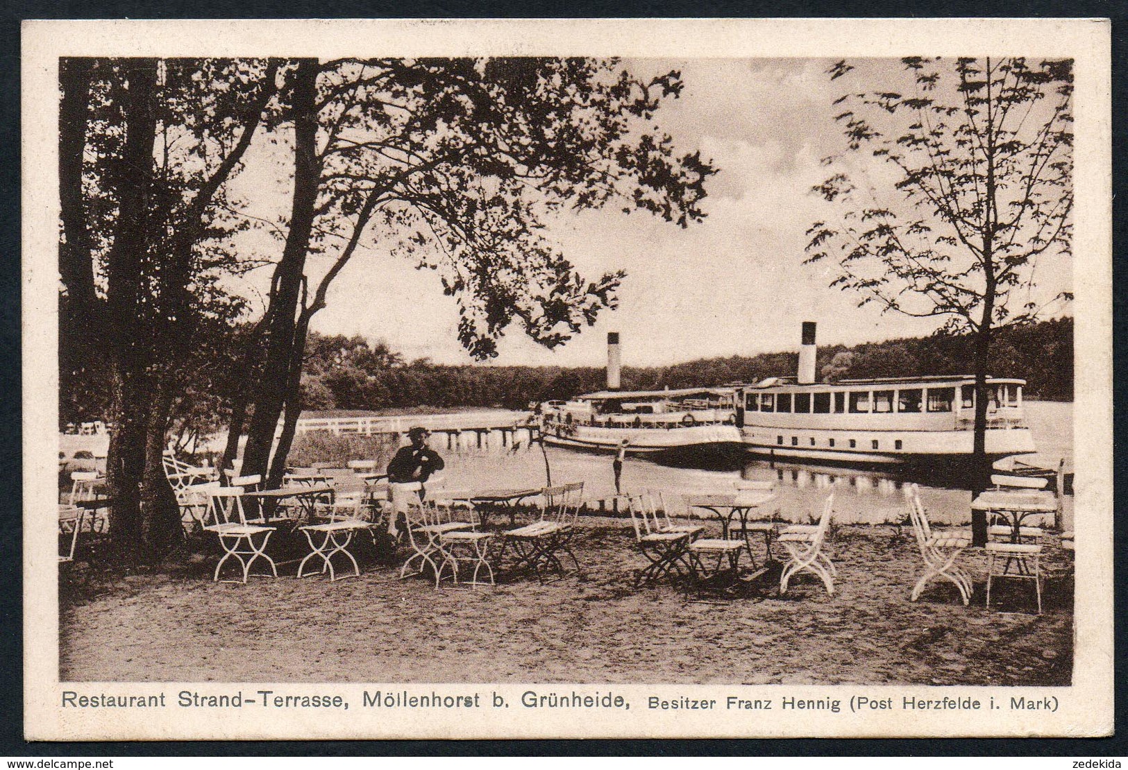 A1925 - Alte Ansichtskarte - Möllenhorst Bei Grünheide Herzfeld - Gaststätte Restaurant - Dampfer - Gel 1929 - Gruenheide