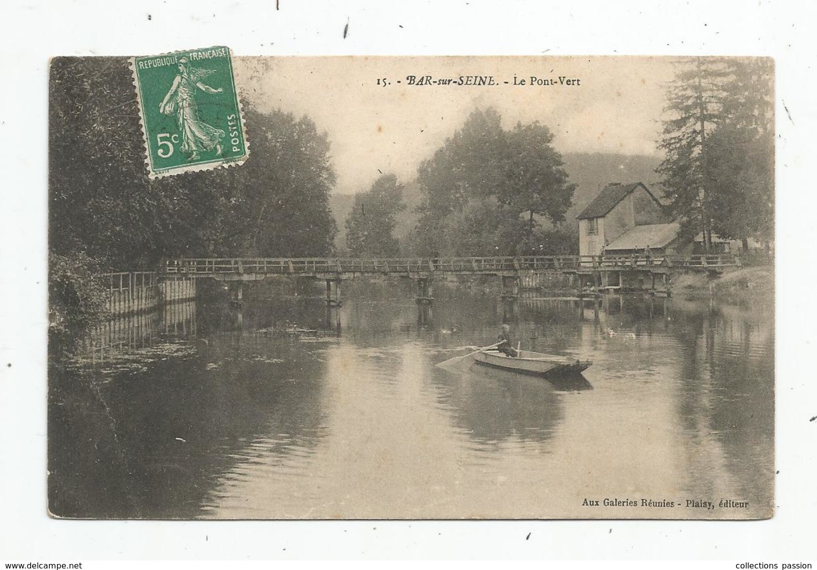 Cp , 10 , BAR SUR SEINE , Le PONT VERT , Voyagée 1911 - Bar-sur-Seine