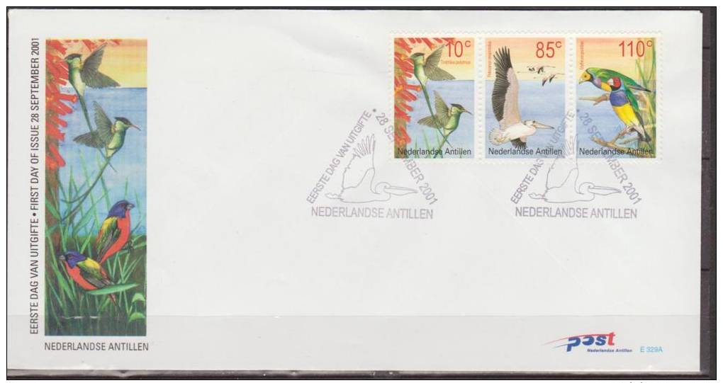 Nederlandse Antillen, 2001, Birds Of The World, E329, Two FDC - Altri & Non Classificati