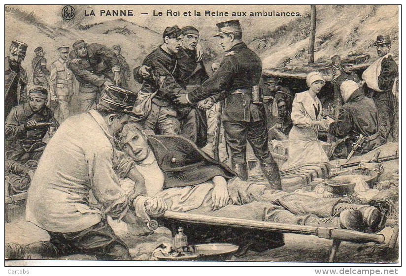 Guerre 14/18  LA PANNE  Le Roi Et La Reine  Aux Ambulances - Guerre 1914-18