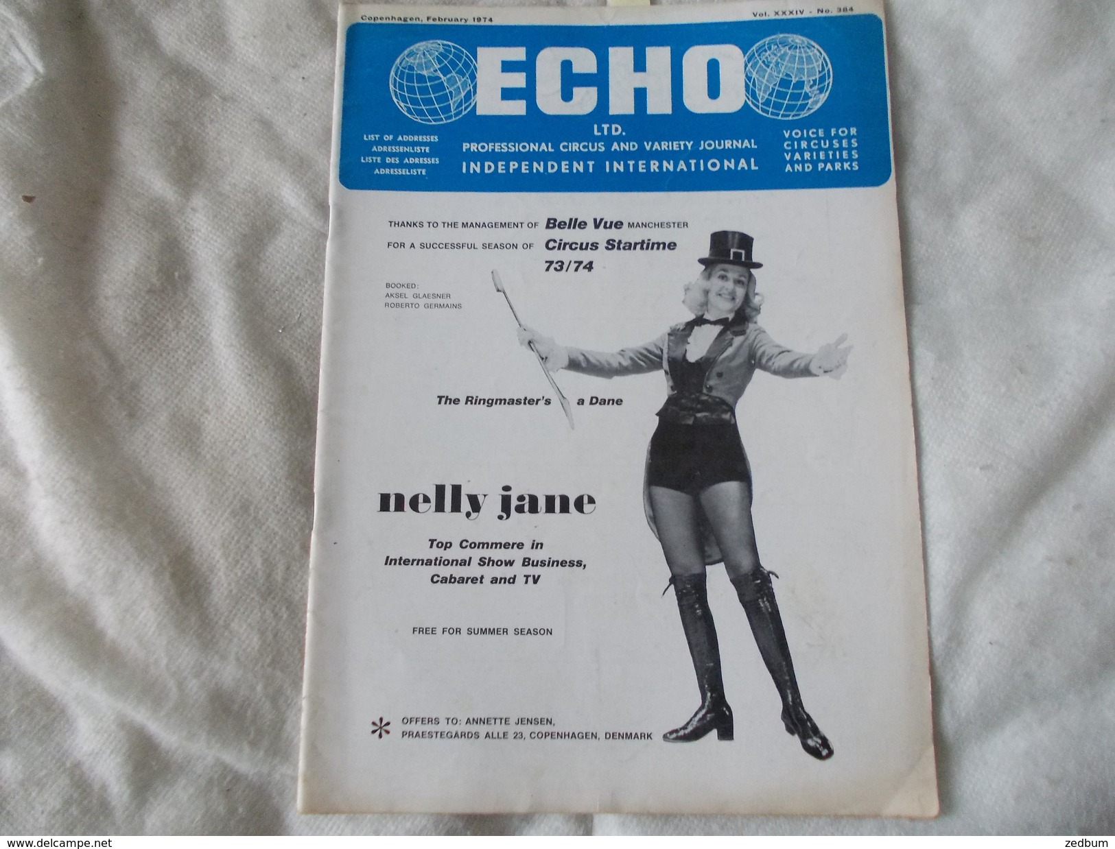 ECHO LTD Professional Circus And Variety Journal Independent International N° 384 February 1974 - Entertainment