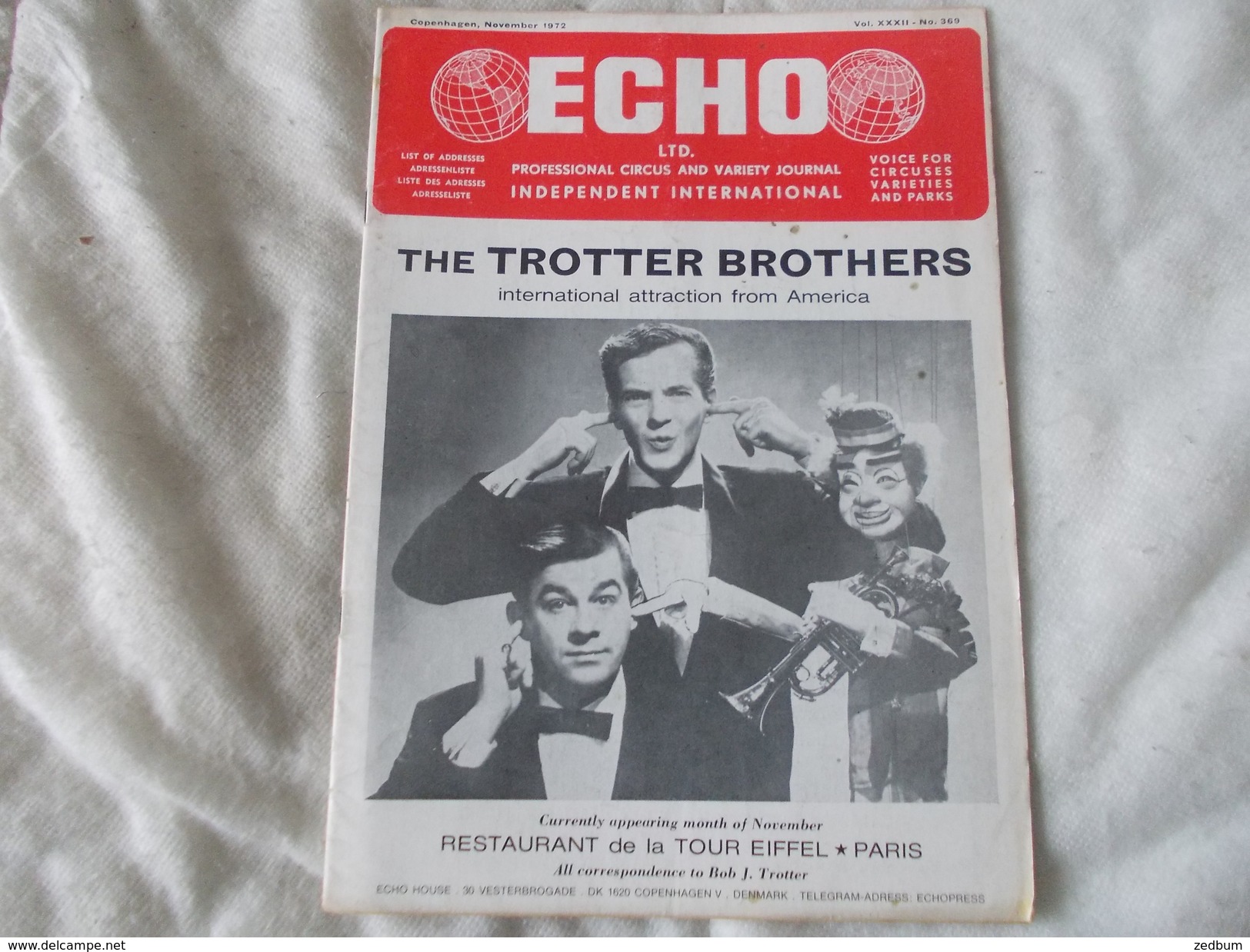 ECHO LTD Professional Circus And Variety Journal Independent International N° 369 November 1972 - Unterhaltung