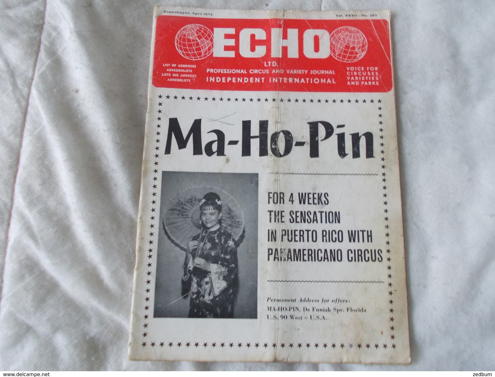 ECHO LTD Professional Circus And Variety Journal Independent International N° 362 April 1972 - Unterhaltung