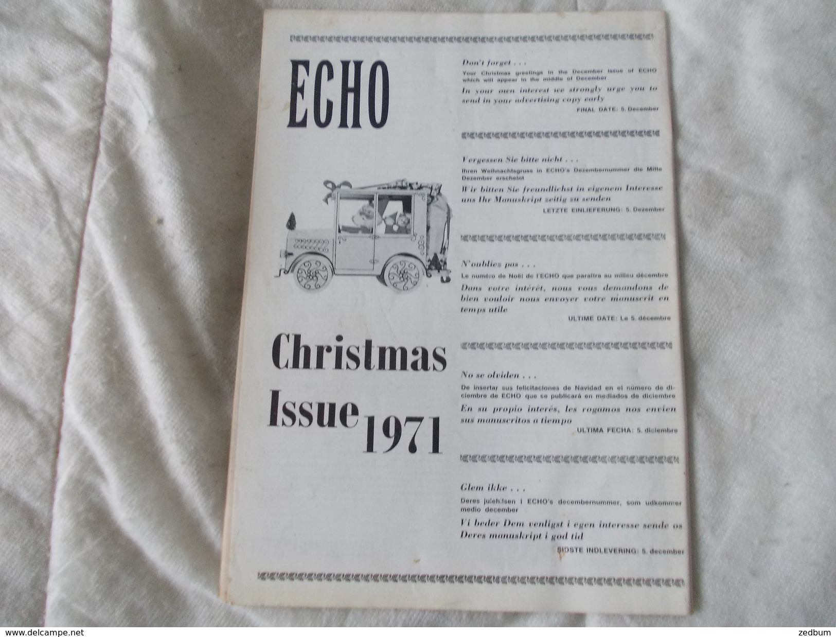 ECHO LTD Professional Circus And Variety Journal Independent International N° 357 November 1971 - Entertainment