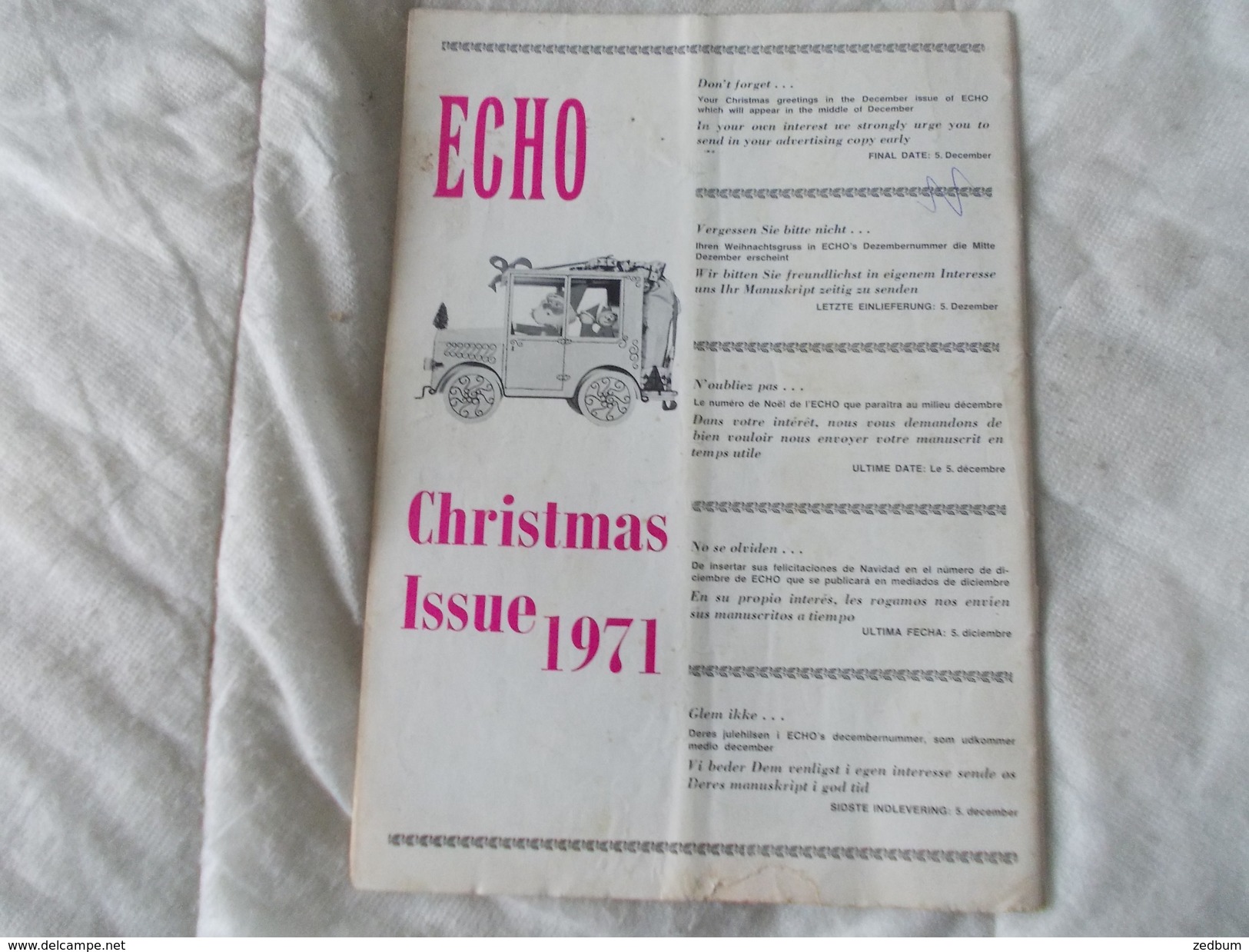 ECHO LTD Professional Circus And Variety Journal Independent International N° 356 October 1971 - Amusement