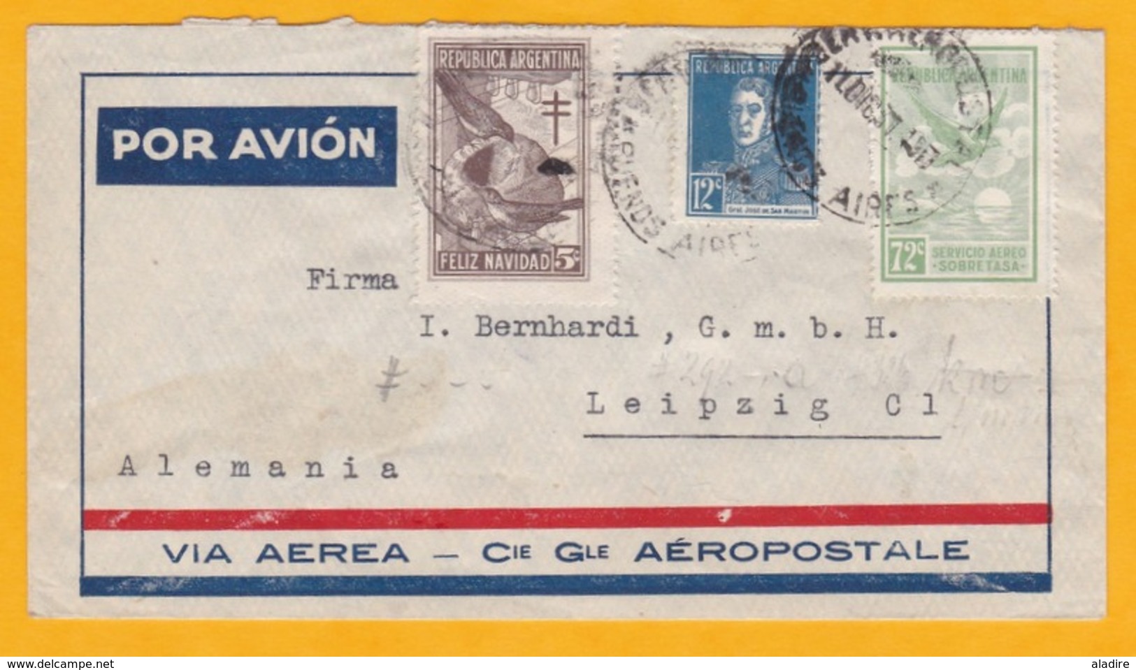 ARGENTINE PAR AVION - LOT De 4 Enveloppes De 1928 à 1935 - Ligne Mermoz, CGA Aéropostale, Air France, Condor - Verzamelingen & Reeksen