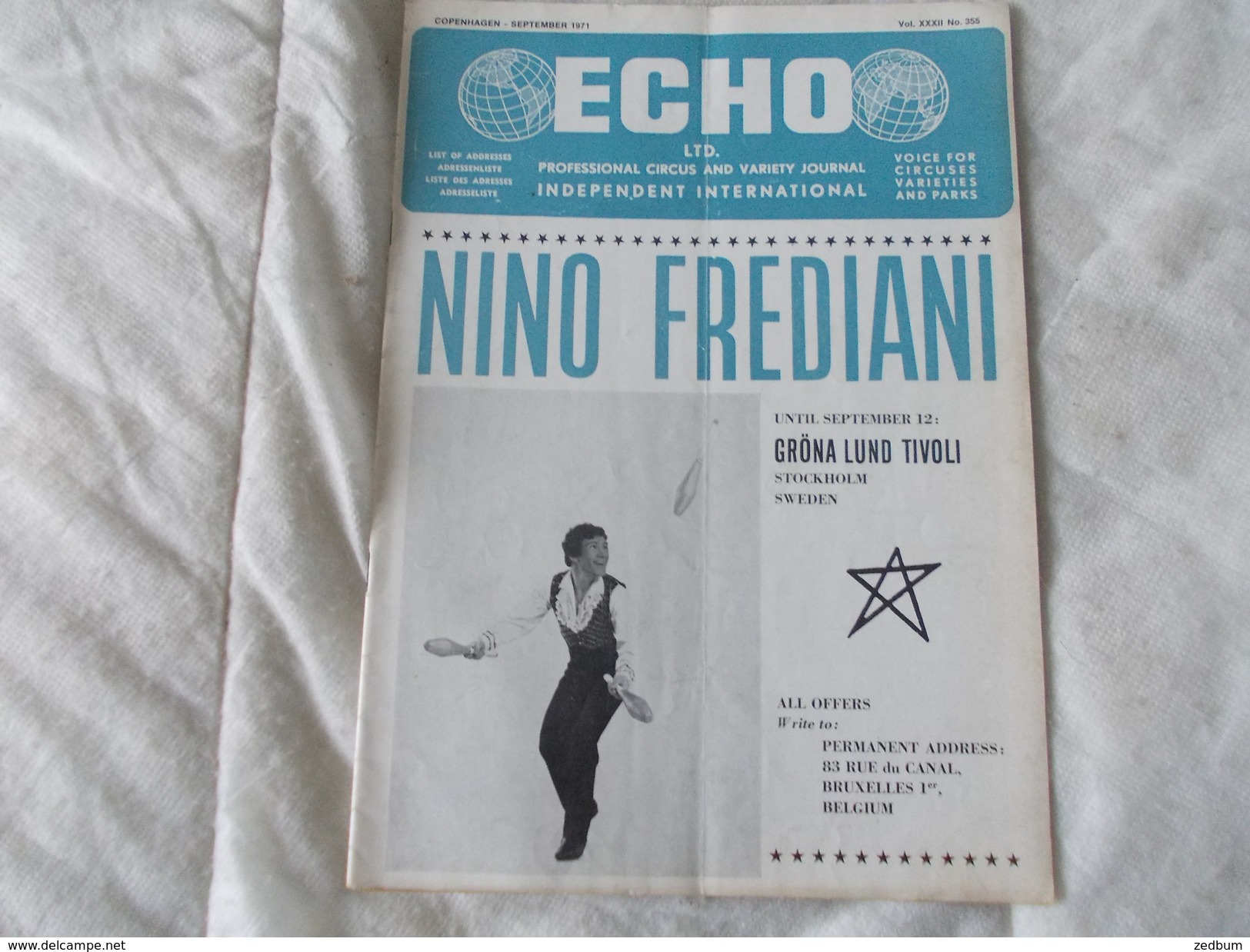 ECHO LTD Professional Circus And Variety Journal Independent International N° 355 September 1971 - Entertainment