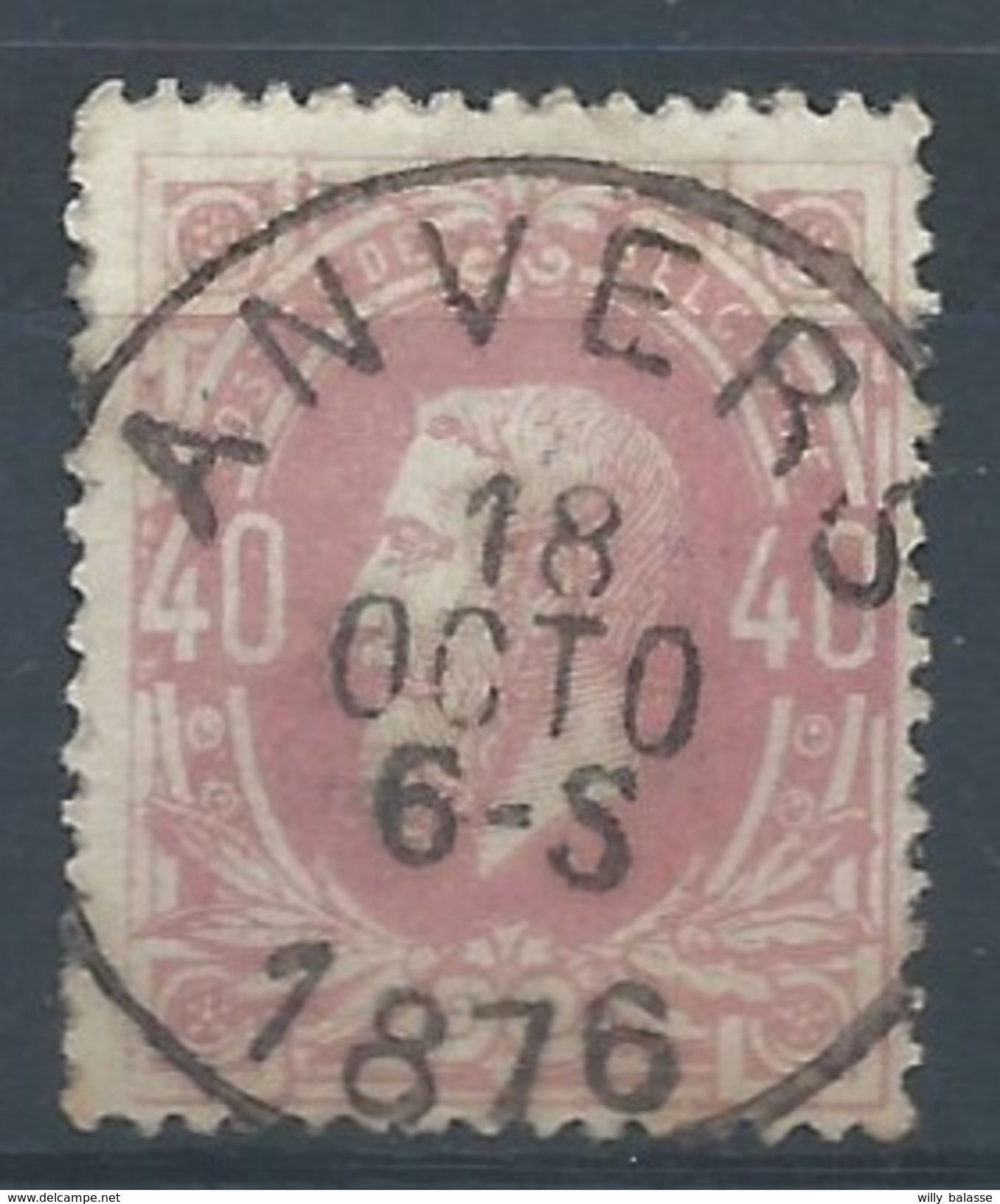 N°34, 40c Rose Càd ANVERS Superbe - 1869-1883 Léopold II