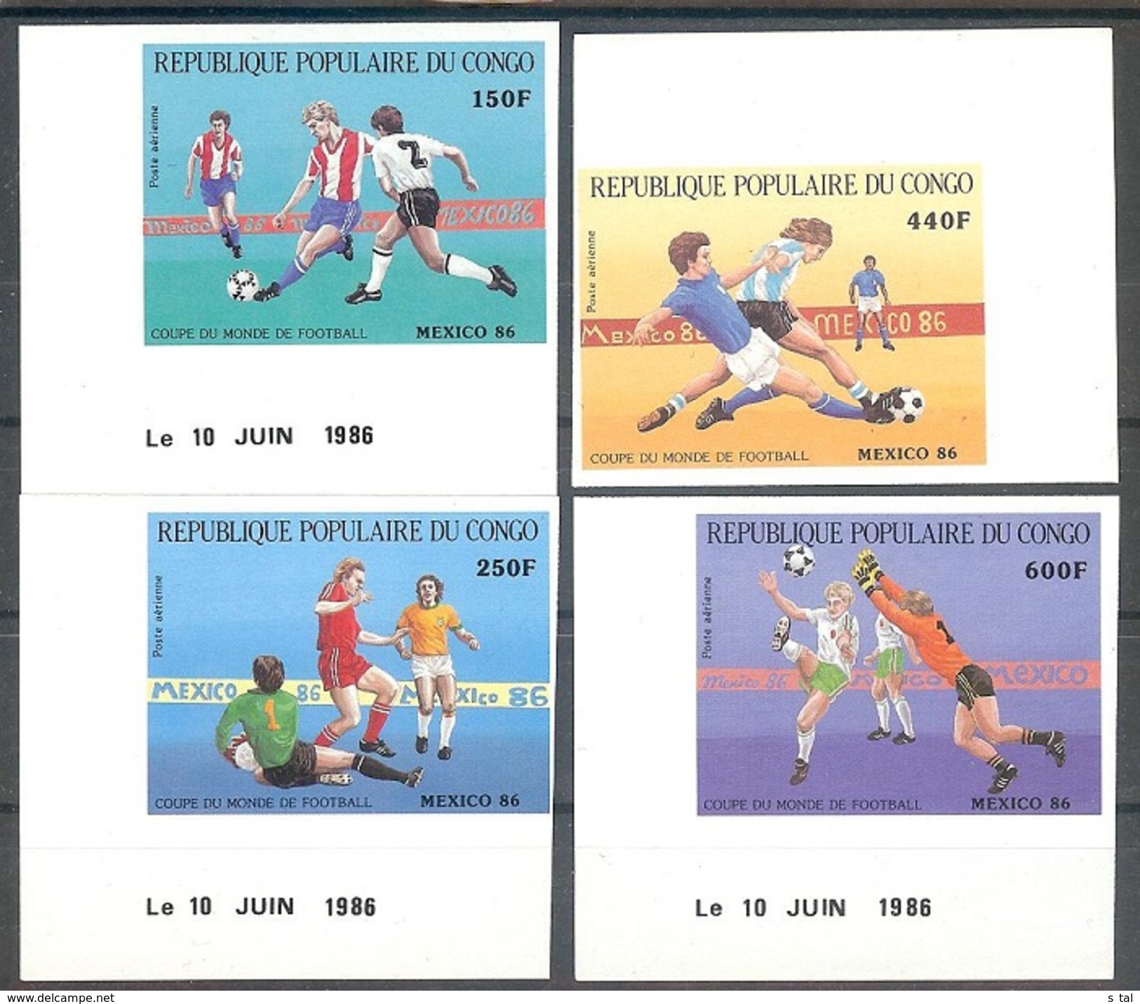 CONGO World Cup-86(soccer) Set 4 Stamps Imper.   MNH - Sonstige & Ohne Zuordnung