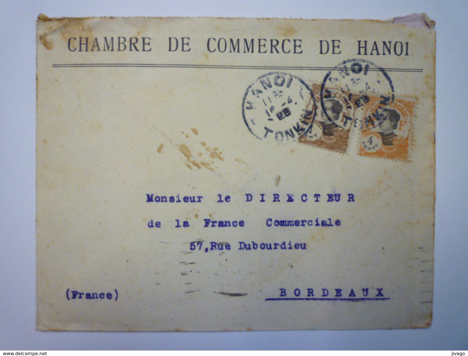 ENVELOPPE Au Départ De HANOÏ  à Destination De  BORDEAUX   1925   - Other & Unclassified