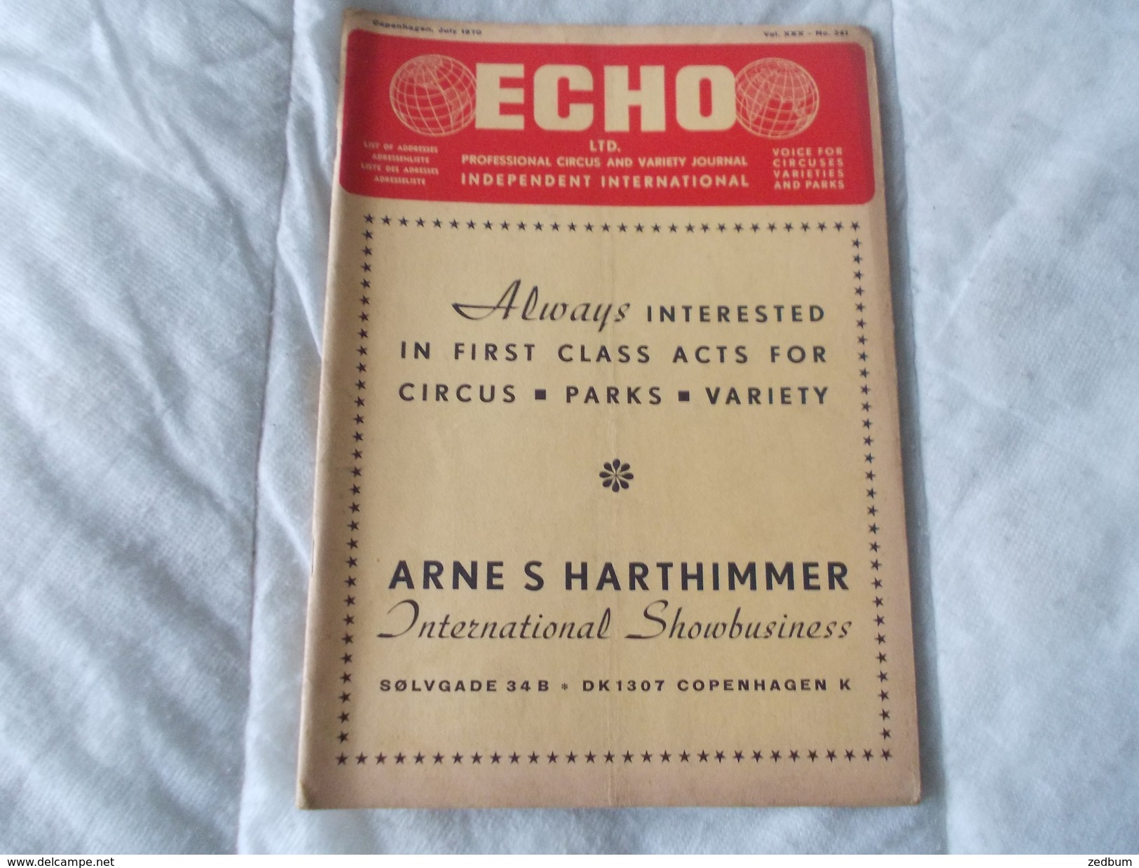 ECHO LTD Professional Circus And Variety Journal Independent International N° 341 July 1970 - Unterhaltung