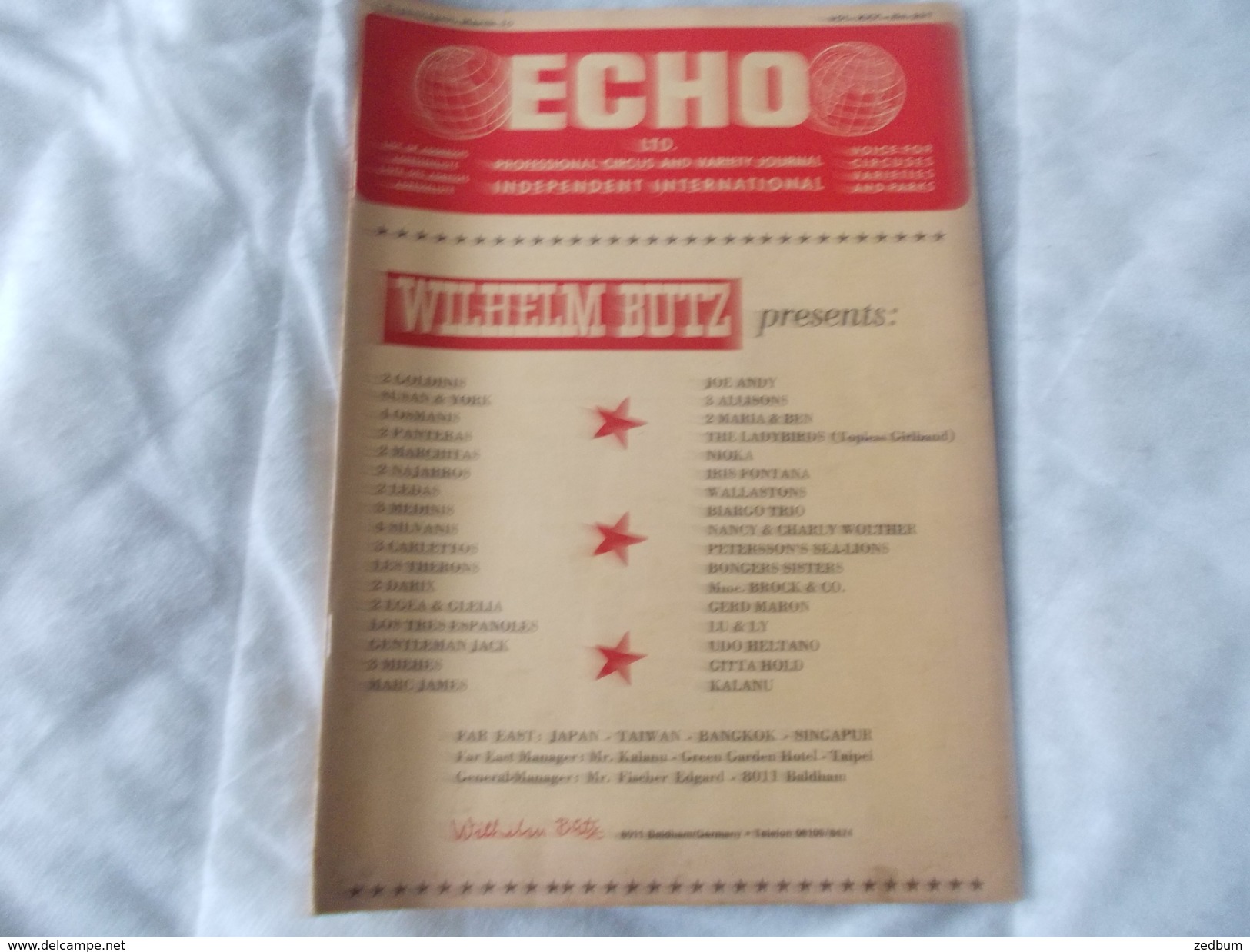 ECHO LTD Professional Circus And Variety Journal Independent International N° 337 March 1970 - Unterhaltung